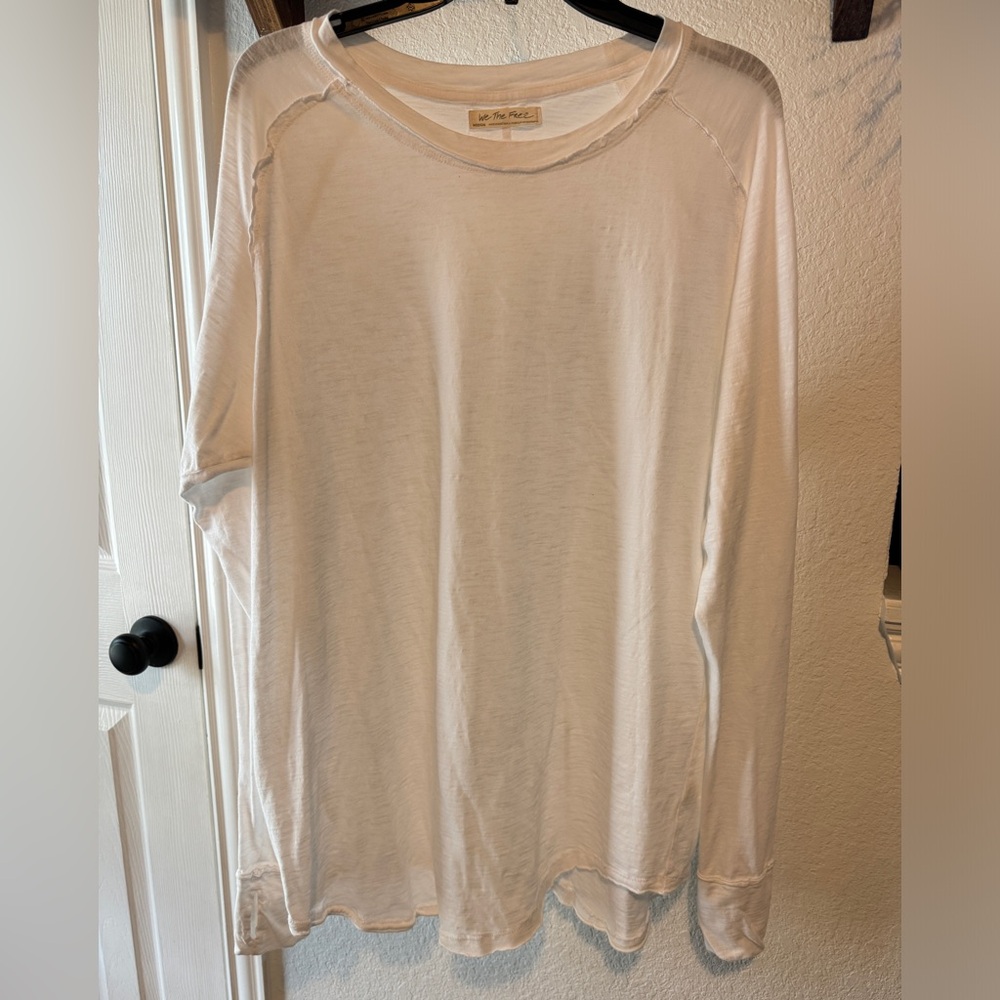 Free People |We The Free White Long Sleeve Top Size M